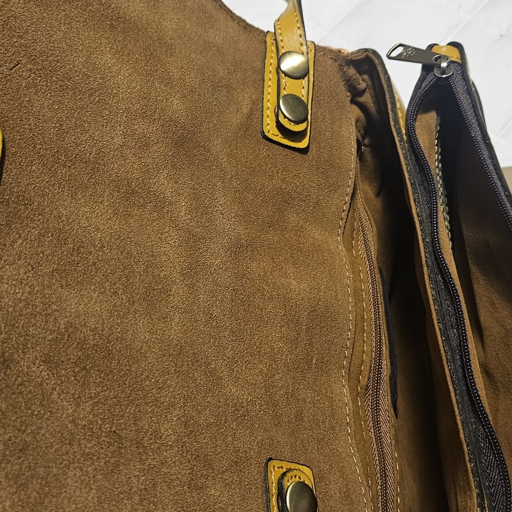 New‎ Patricia Nash Penley Small Leather Crossbody W/ Straw Weave: Mango Color - Picture 15 of 16